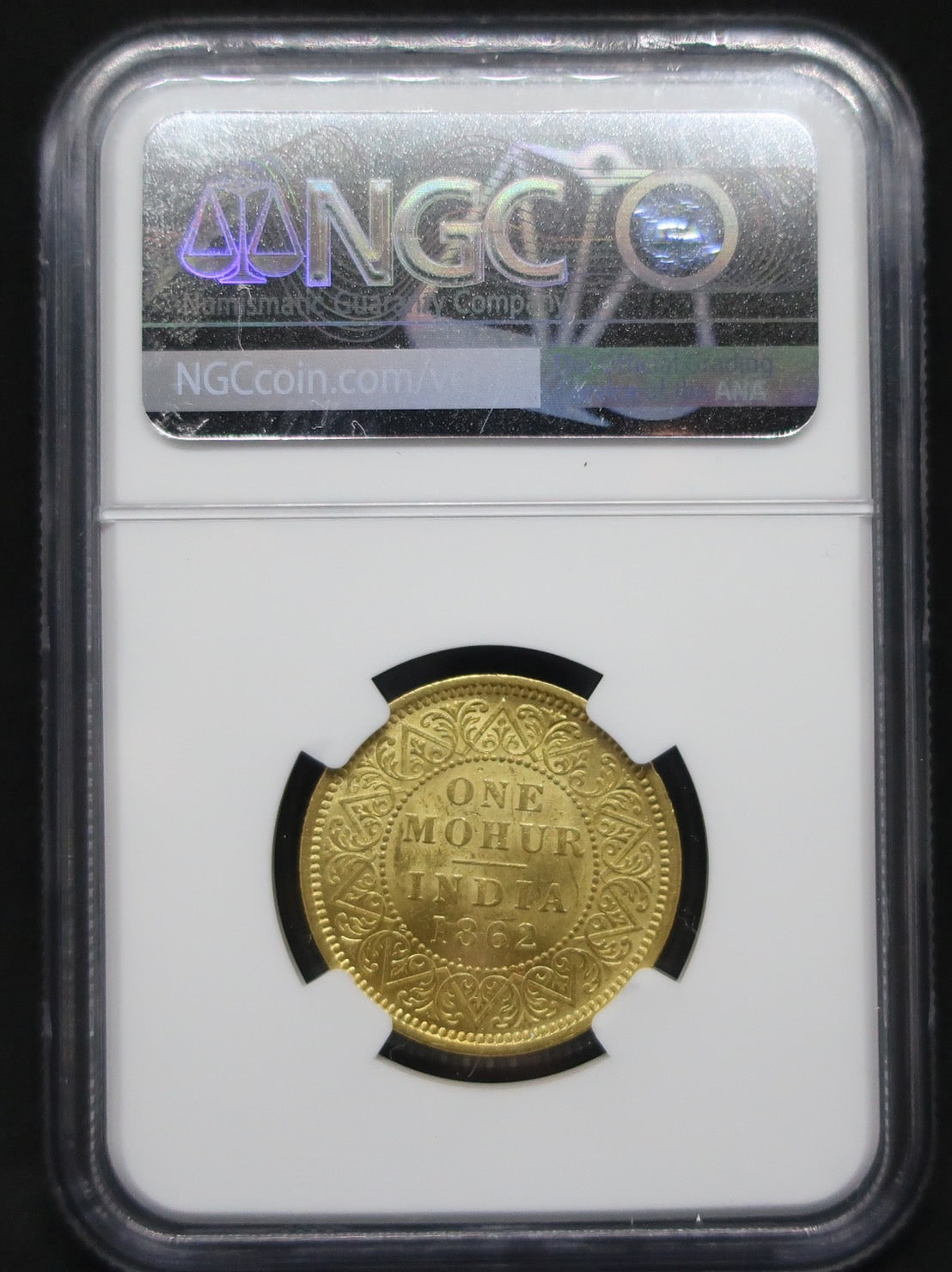 1862(C) インド 英領インド モハール金貨 ヴィクトリア カルカッタ  MS61 NGC - CoinBlessing(コインブレッシング)