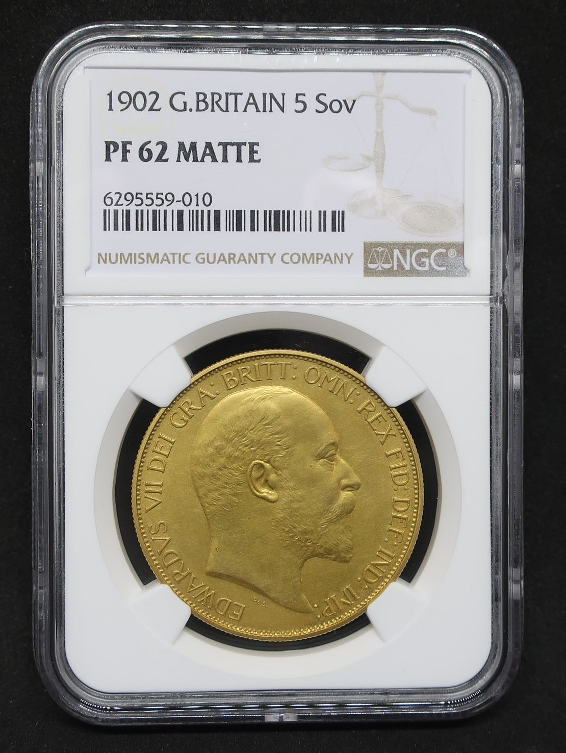 1902 イギリス 5ポンド金貨 エドワード7世 PF62 MATTE NGC