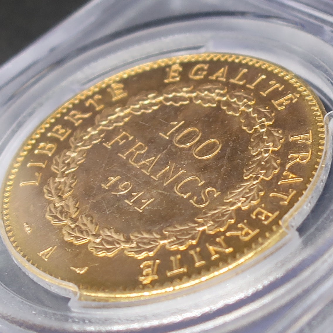 【幸運を運ぶ守護天使】1911A フランス 100フラン金貨 エンジェル金貨 MS64+ PCGS