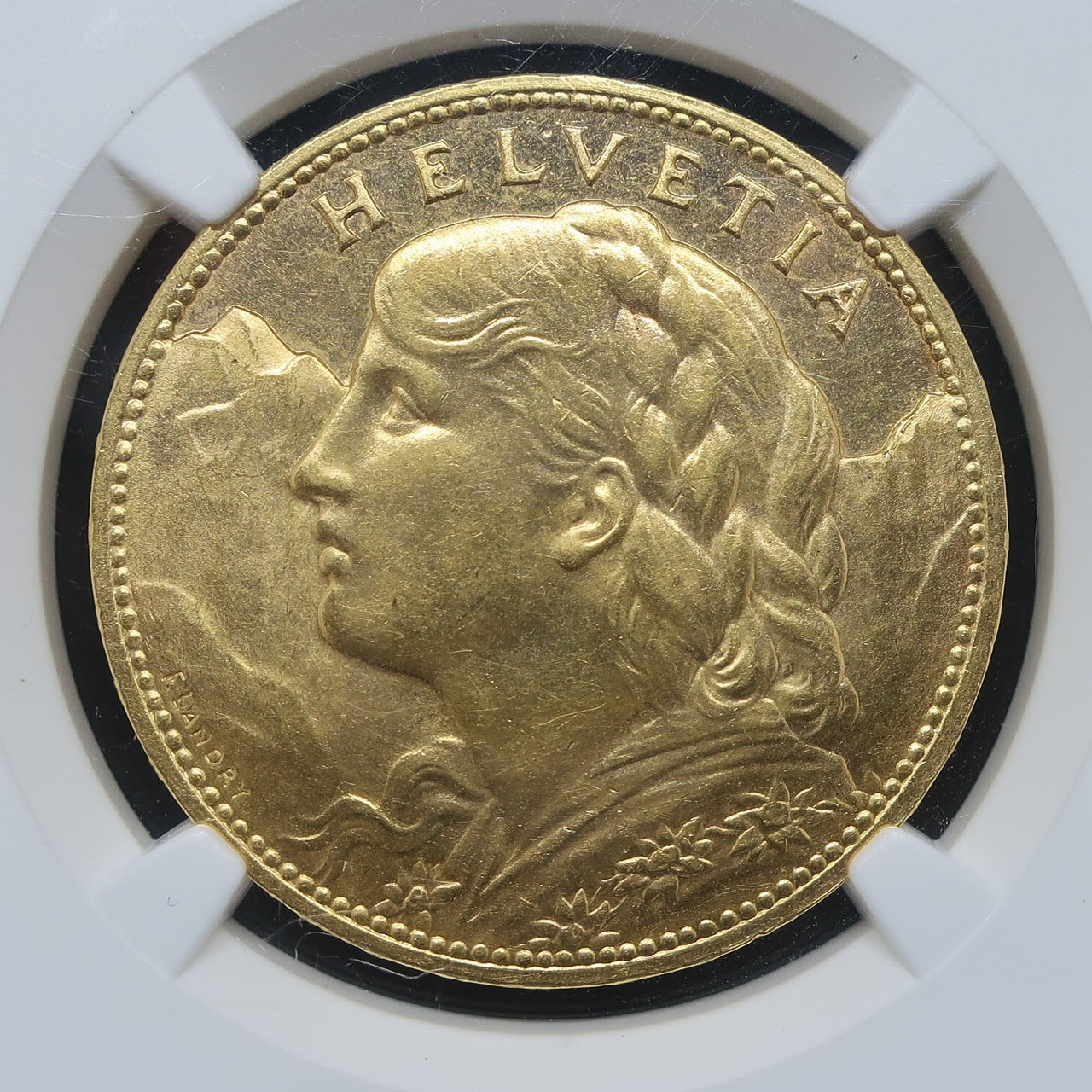 1925B スイス 100フラン金貨 ブレネリ MS63 NGC