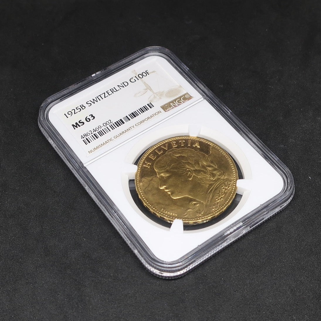 1925B スイス 100フラン金貨 ブレネリ MS63 NGC