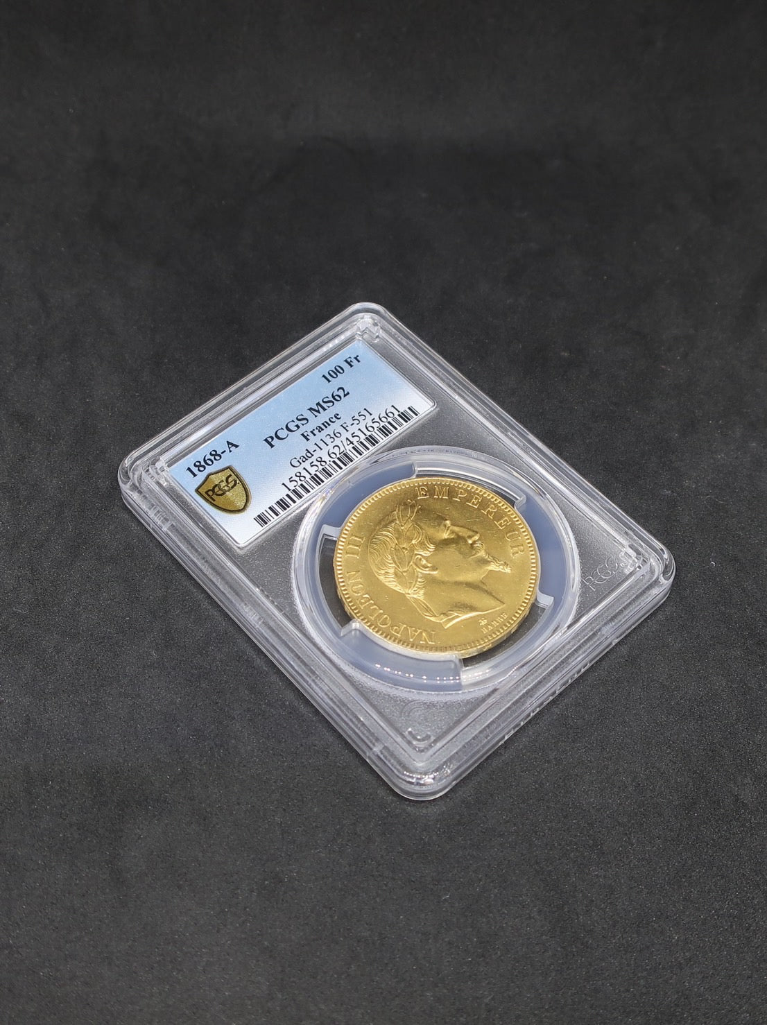 1868A フランス 100フラン金貨 ナポレオン3世 MS62 PCGS