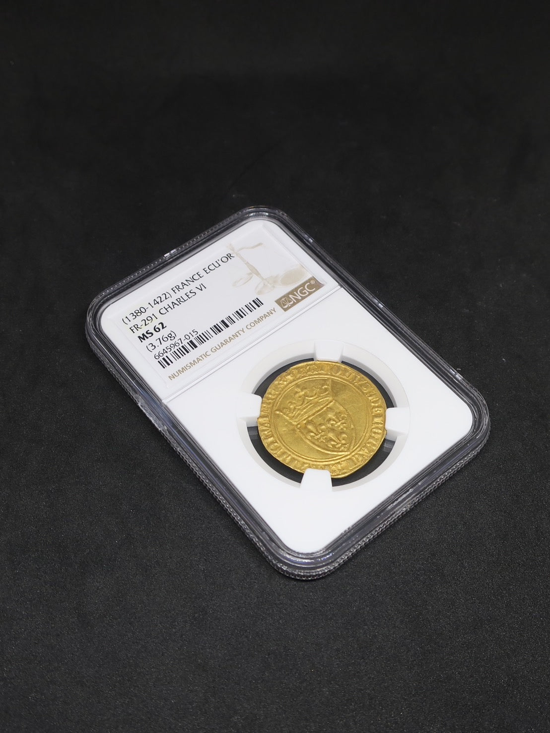 【シャルル6世】1380-1422 フランス エキュドール金貨 MS62 NGC