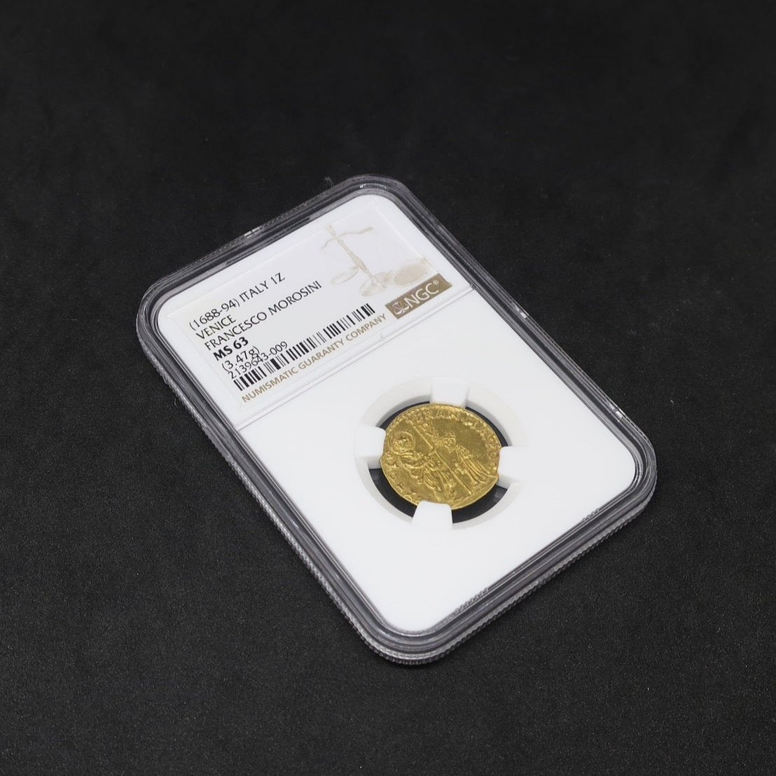 1688-94 イタリア ゼッキーノ金貨 ヴェニス フランチェスコ・モロッシーニ MS63 NGC