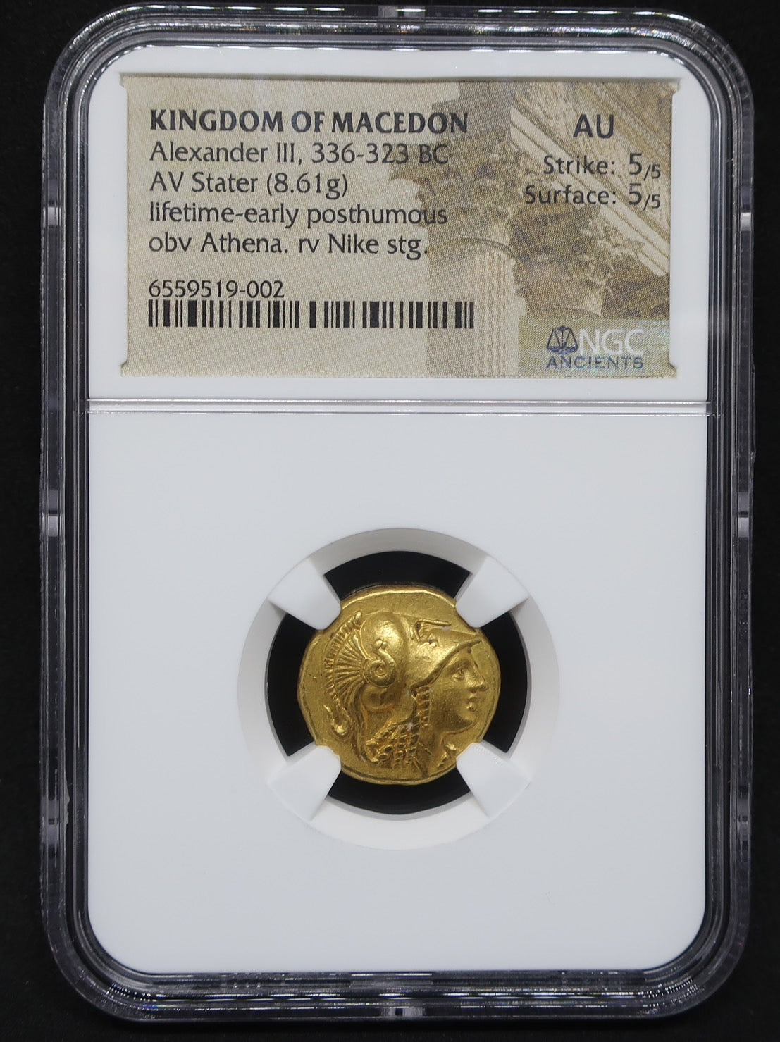 336-323BC マケドニア王国 スタテル金貨 アレキサンダー大王 AU 5/5-5/5 NGC image4