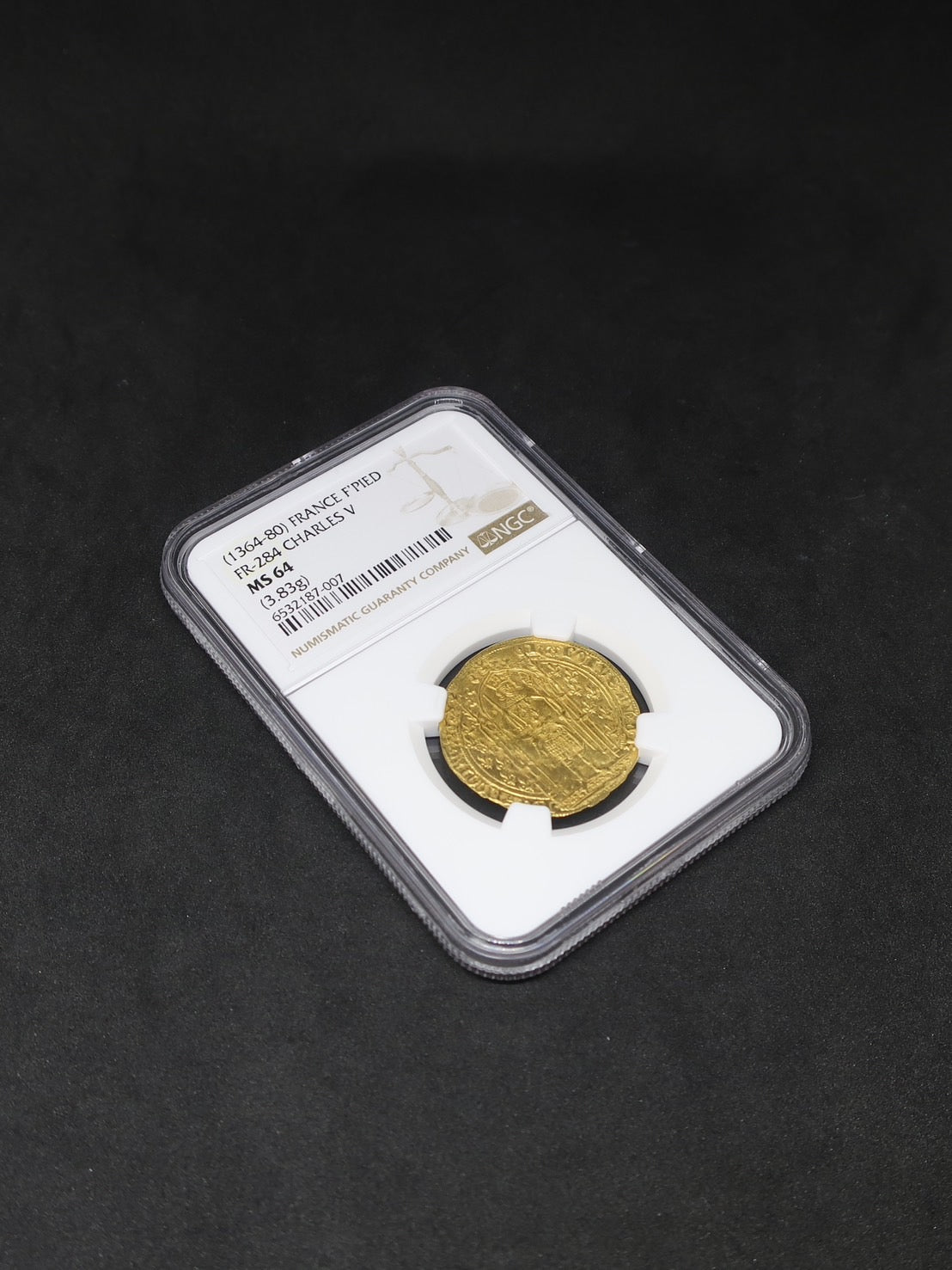 【賢明王】1364-1380 フランス フランカ・ピエ金貨 MS64 NGC シャルル5世 百年戦争