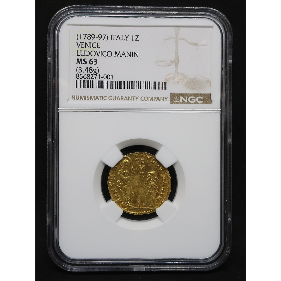 1789-97 イタリア ヴェネツィア共和国 ゼッキーノ金貨 ルドヴィコ・マニン MS63 NGC鑑定済み スラブ表面