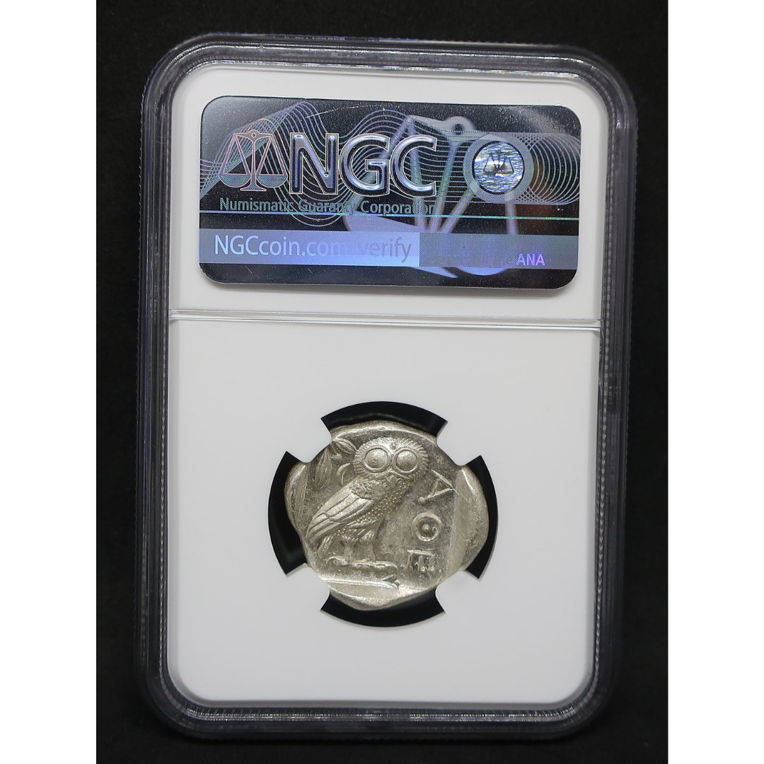 440-404 BC 古代ギリシャ アッティカ アテネ テトラドラクマ銀貨 MS4/5-4/5 NGC鑑定済み アンティークコイン スラブ裏面