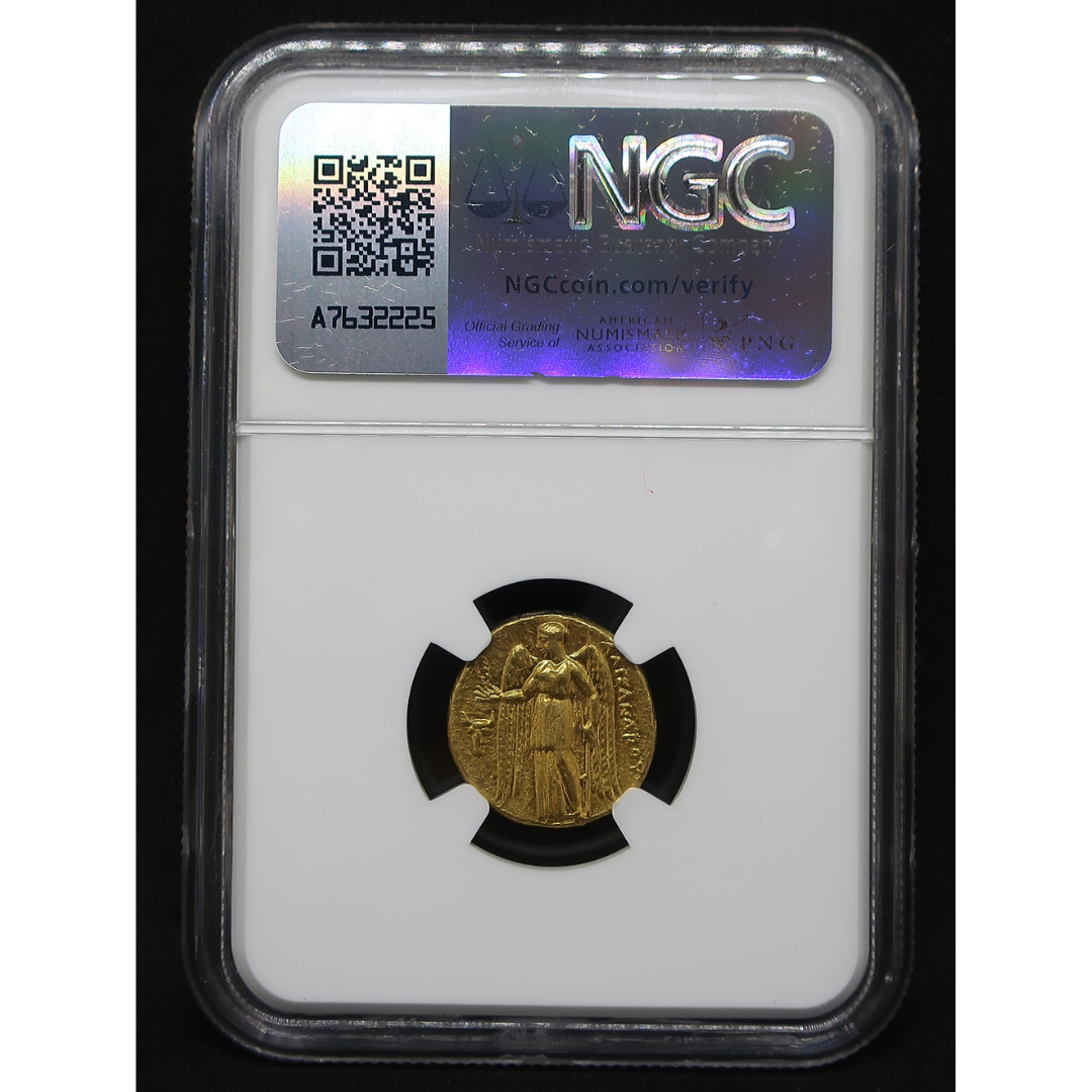 336-323BC マケドニア王国 スタテル金貨 アレキサンダー大王 ChAU 5/5-4/5 NGC鑑定済み スラブ裏面