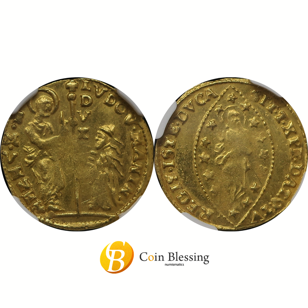 1789-97 イタリア ヴェネツィア共和国 ゼッキーノ金貨 ルドヴィコ・マニン MS63 NGC鑑定済み 二枚横並び
