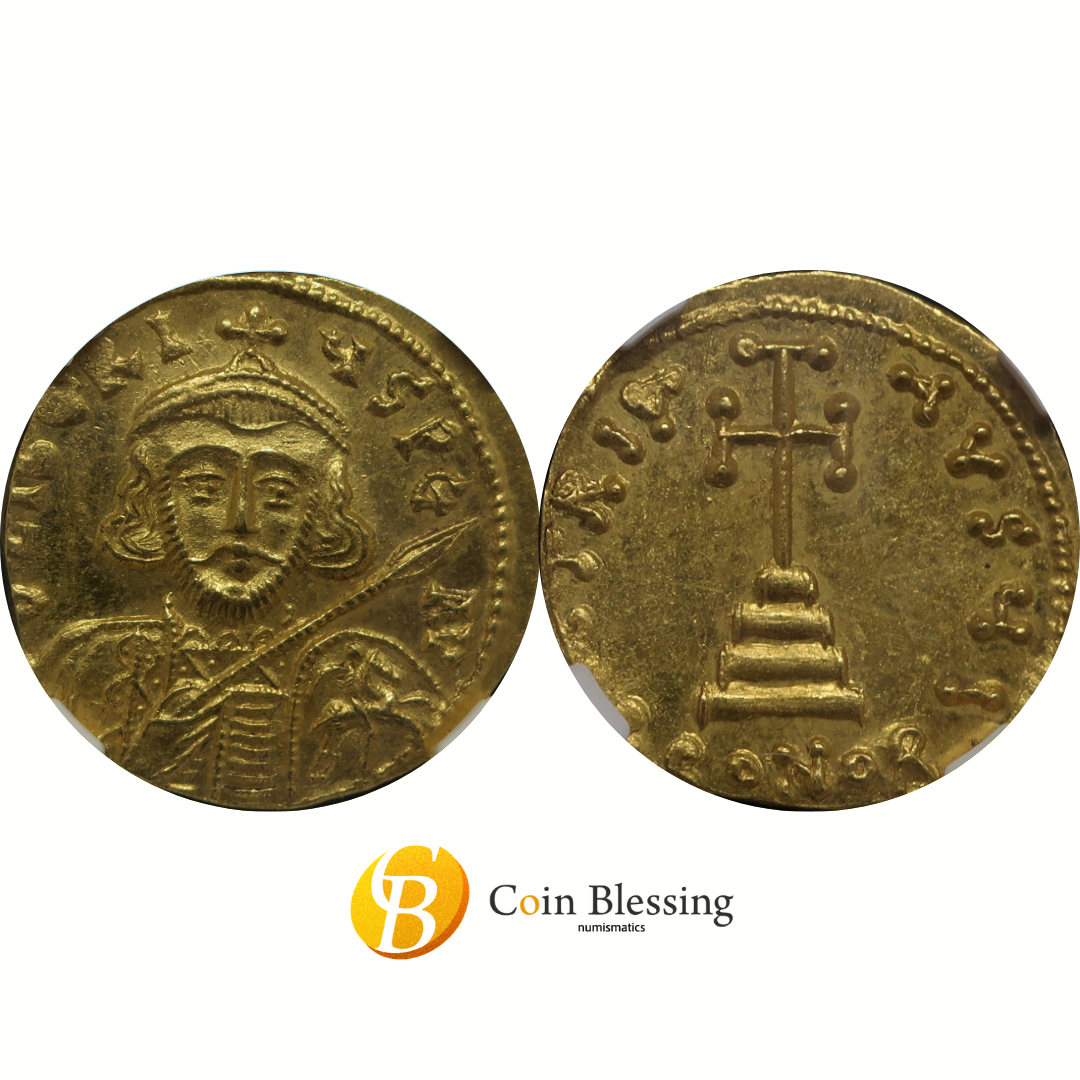 AD698-705 ビザンツ帝国 ソリダス金貨 ティベリウス3世 MS4/5-3/5 NGC鑑定済み