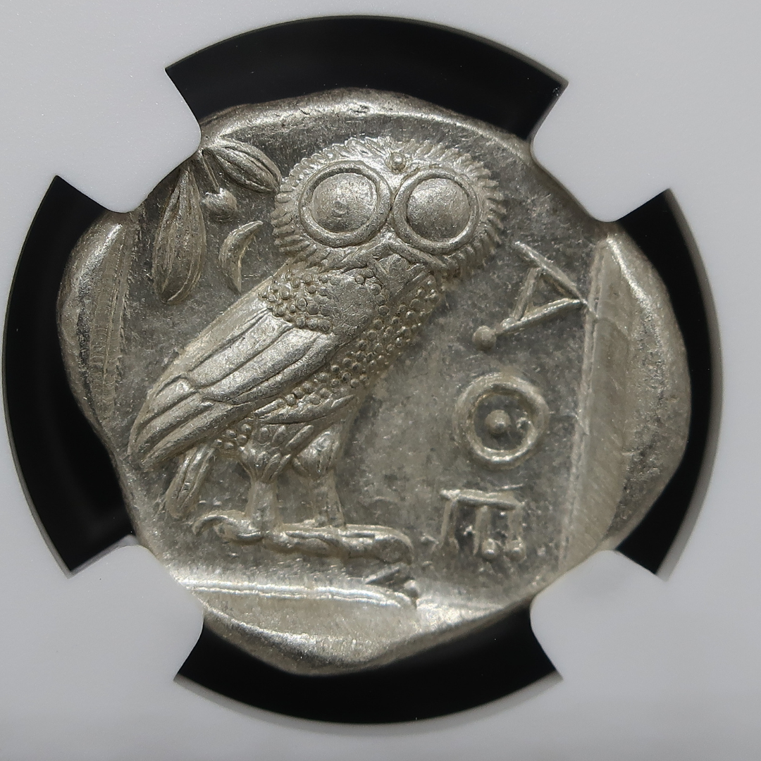 440-404 BC 古代ギリシャ アッティカ アテネ テトラドラクマ銀貨 MS4/5-4/5 NGC鑑定済み アンティークコイン 裏面拡大画像