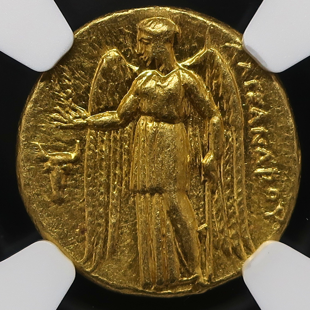 336-323BC マケドニア王国 スタテル金貨 アレキサンダー大王 ChAU 5/5-4/5 NGC鑑定済み 裏面拡大画像