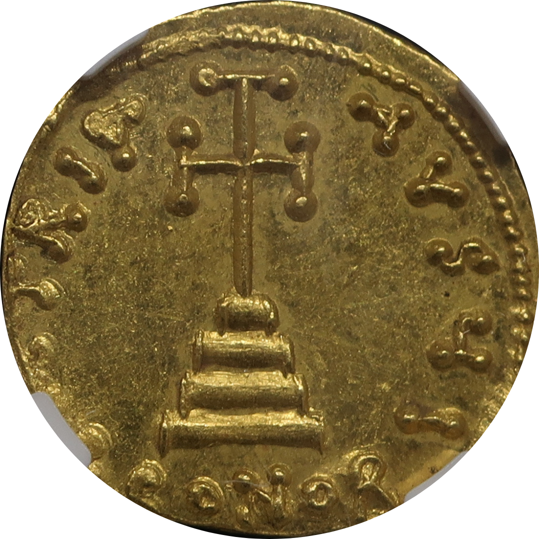 AD698-705 ビザンツ帝国 ソリダス金貨 ティベリウス3世 MS4/5-3/5 NGC鑑定済みアンティークコイン 裏面