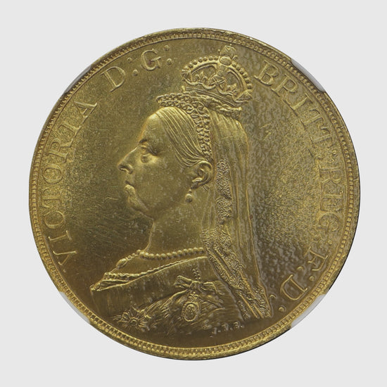 1887年 イギリス ヴィクトリア女王 5ポンド金貨 表面（ジュビリーヘッド）シネマティック動画