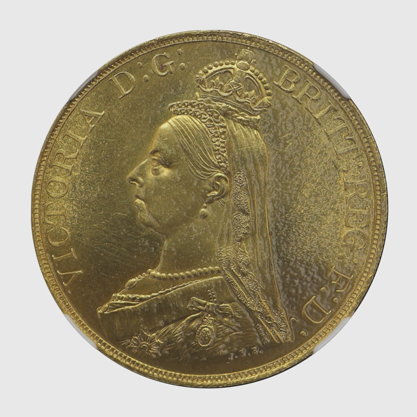 1887年 イギリス ヴィクトリア女王 5ポンド金貨 表面（ジュビリーヘッド）シネマティック動画