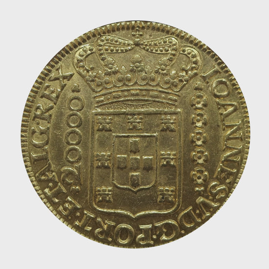 1726年 ブラジル ジョアン5世 20000レイス金貨 王家紋章 回転動画