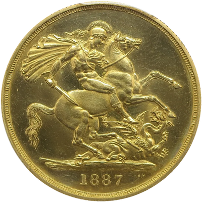 1887年 ヴィクトリア女王 ジュビリーヘッド 2ポンド金貨の裏面