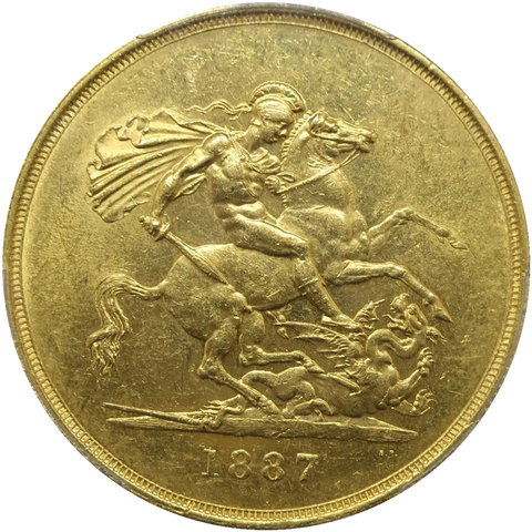 1887年 ヴィクトリア女王 ジュビリーヘッド 5ポンド金貨の裏面