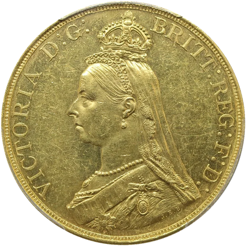 1887年 ヴィクトリア女王 ジュビリーヘッド 5ポンド金貨の表面