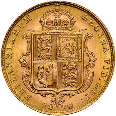 1890年 ヴィクトリア女王 ジュビリーヘッド ハーフソブリン金貨の裏面