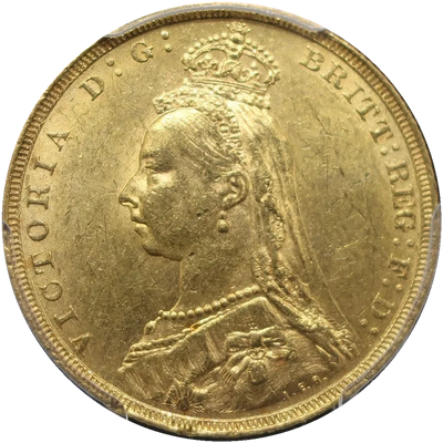 1888年 ヴィクトリア女王 ジュビリーヘッド ソブリン金貨の表面