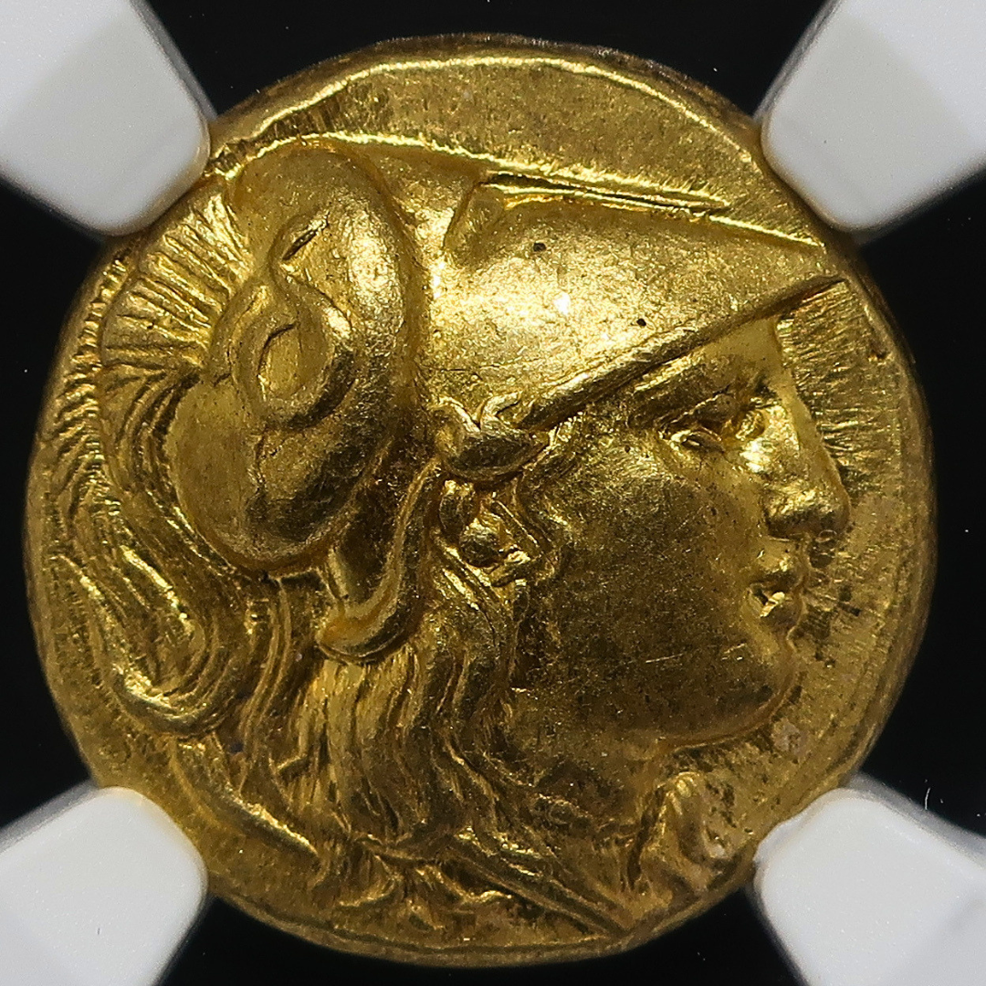 336-323BC マケドニア王国 スタテル金貨 アレキサンダー大王 ChAU 5/5-4/5 NGC鑑定済み 表面拡大画像