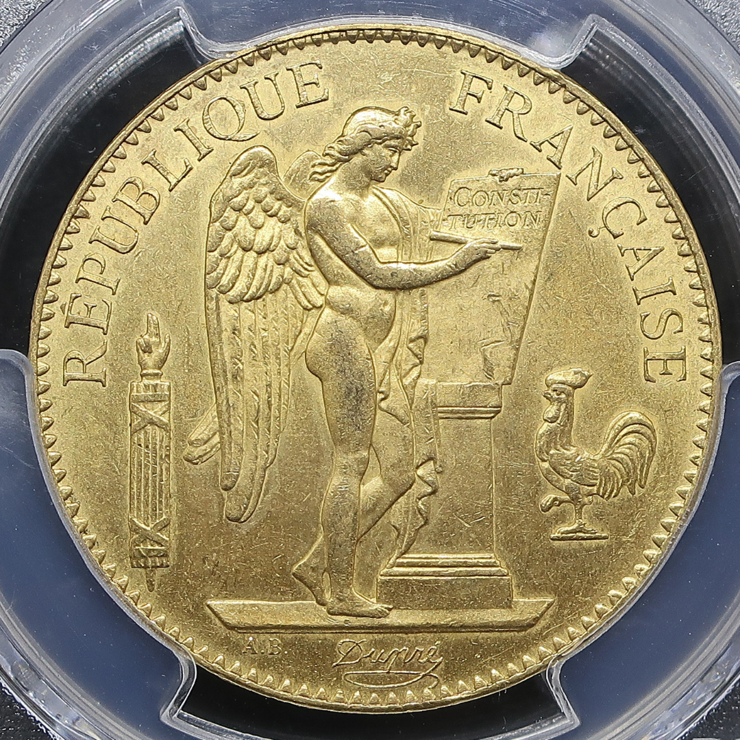 1878A フランス 100フラン金貨 幸運を呼ぶ守護天使 MS64 PCGS 表面