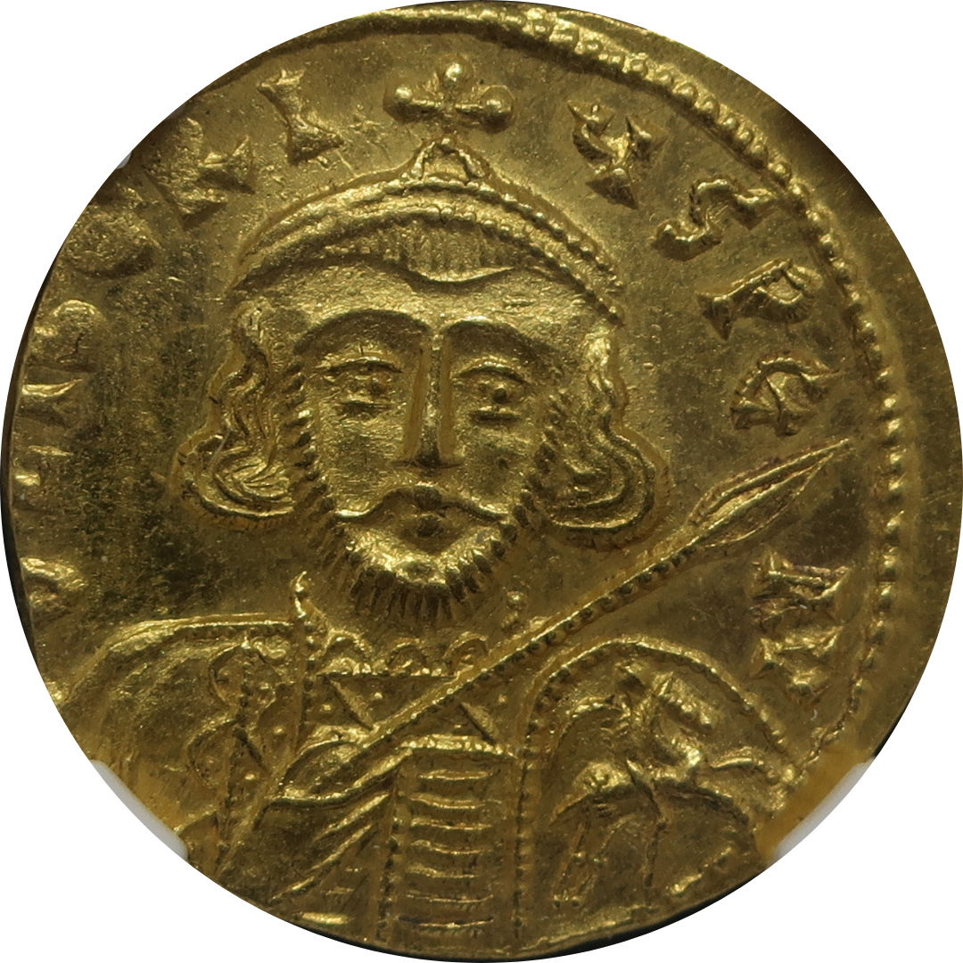 AD698-705 ビザンツ帝国 ソリダス金貨 ティベリウス3世 MS4/5-3/5 NGC鑑定済みアンティークコイン 表面