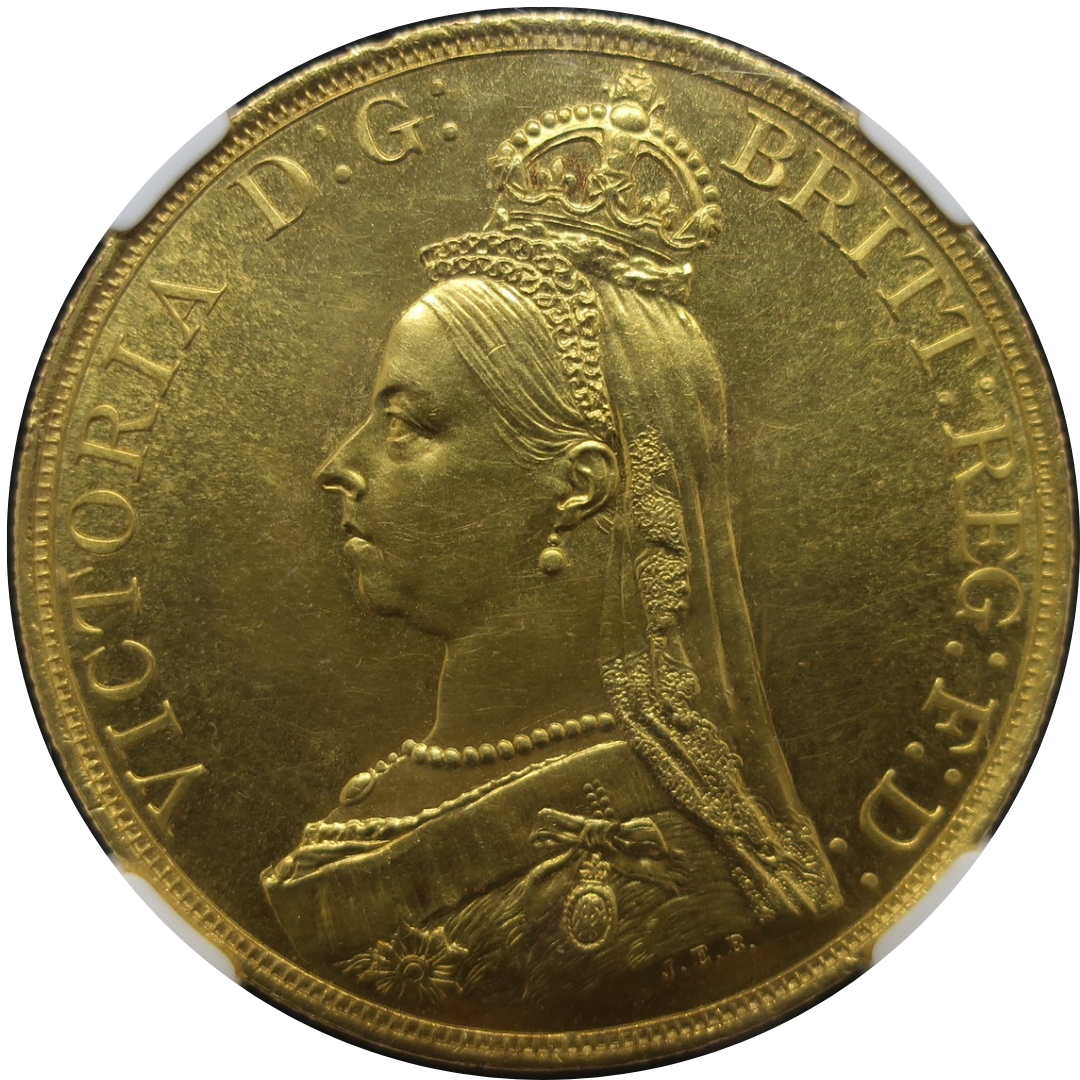 1887 イギリス 5ポンド金貨 MS63 ジュビリーヘッド ヴィクトリア NGC - CoinBlessing