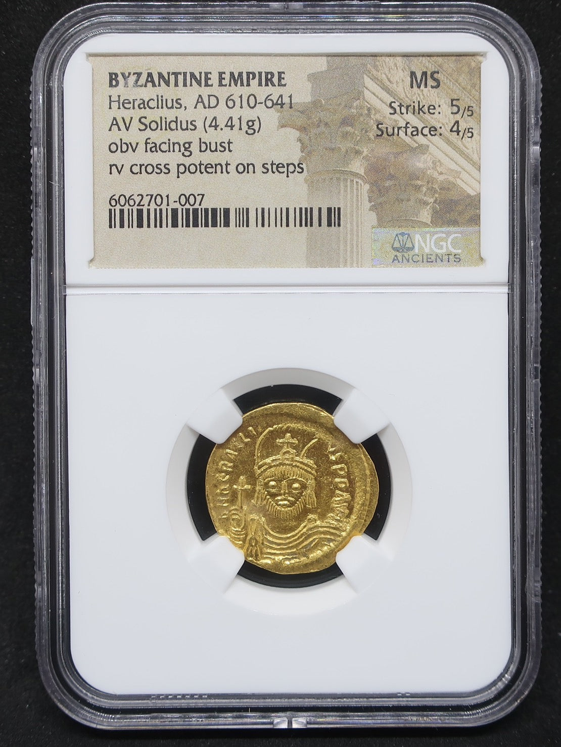 ビザンツ帝国 ビザンチン ヘラクリウス ソリダス金貨 AD610-641 MS5/5-4/5 NGC – CoinBlessing(コインブレッシング)