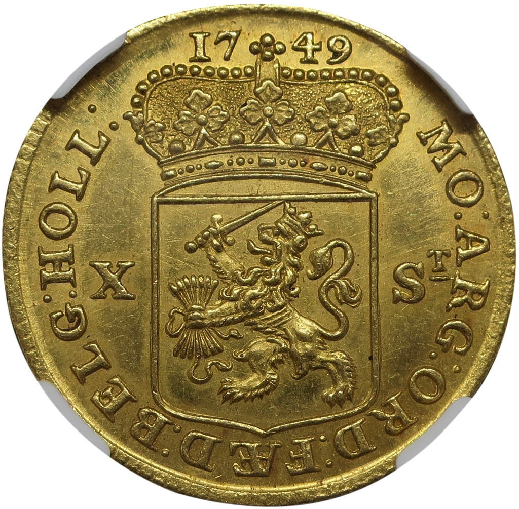 1749  オランダ 10スタイバー  金貨 MS62 NGC - CoinBlessing