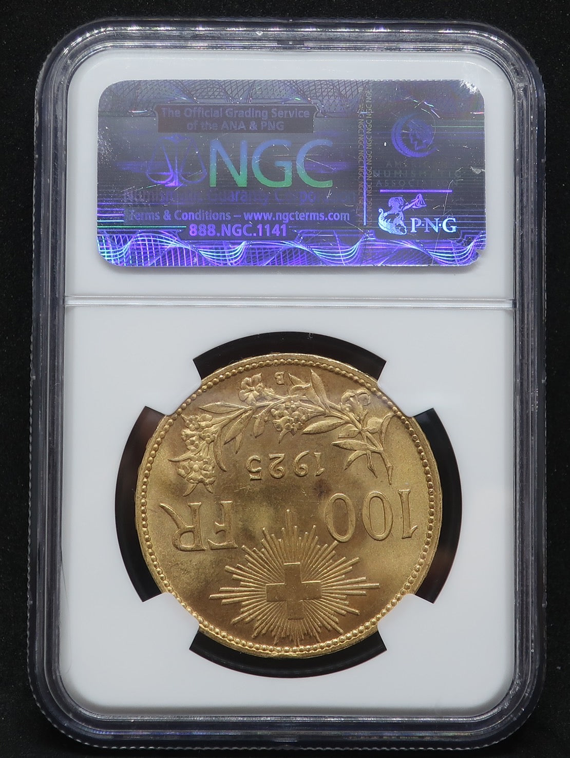 スイス 1925B 100フラン金貨 アルプスと少女ブレネリ ヘルヴェティア NGC MS65 - CoinBlessing