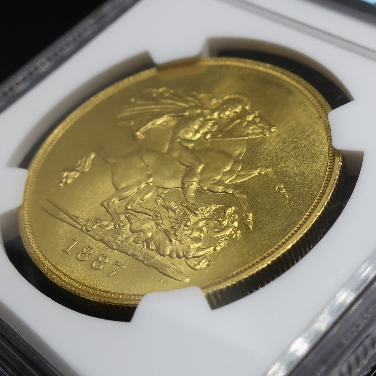 1887 イギリス 5ポンド金貨 MS63 ジュビリーヘッド ヴィクトリア NGC - CoinBlessing